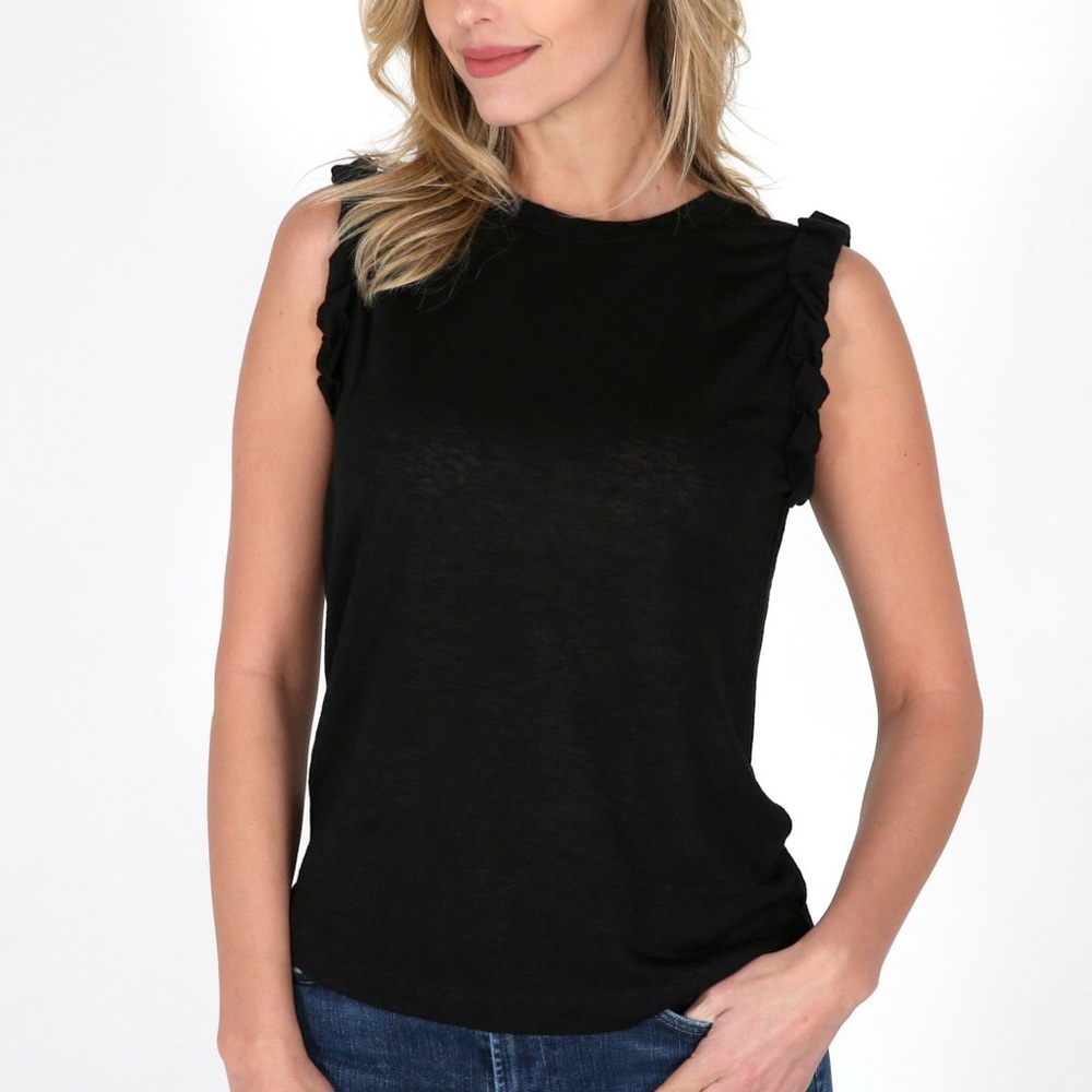 NWT Shabby Chic Clothing Margaux Black Ruffle Tank